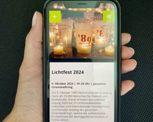 Der Lichtfestrundgang in der Explore-Leipzig-App fürs Lichtfest 2024