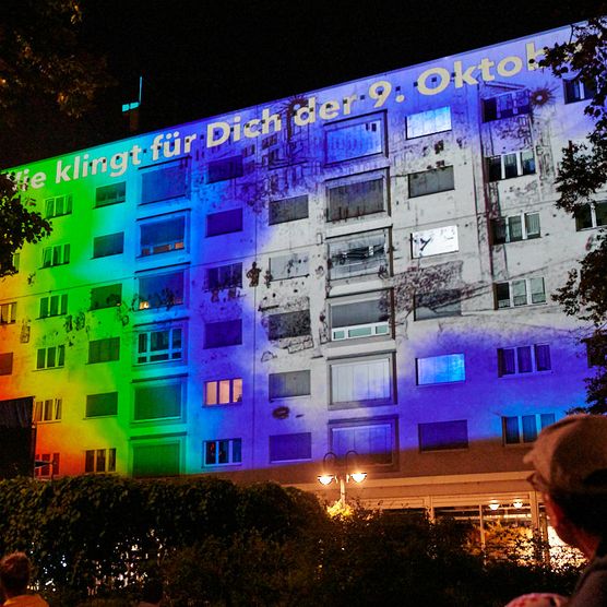 Interaktive, audiovisuelle Installation am Georgiring zum Lichtfest Leipzig 2024