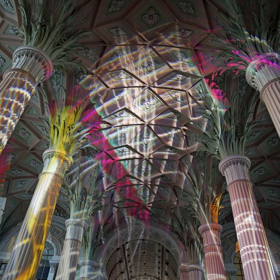 Lichtfest Leipzig 2019: Lichtraum 1 "Wir sind das Volk!" – "Offen für alle" in der Nikolaikirche
