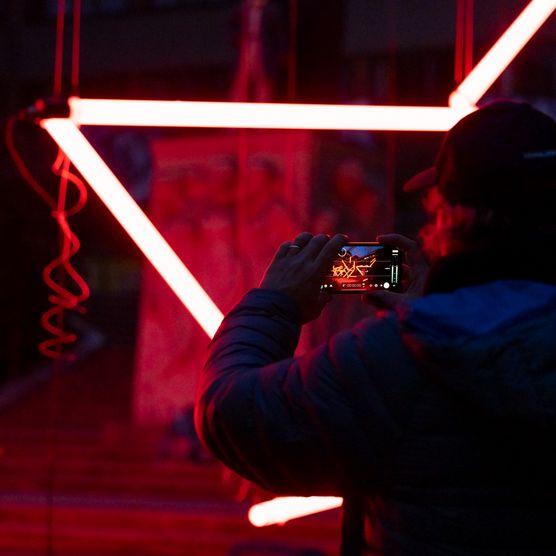 Lichtfest Leipzig 2024 mit Projekt der Partnerstadt Brünn "Counting sheep" am Dittrichring