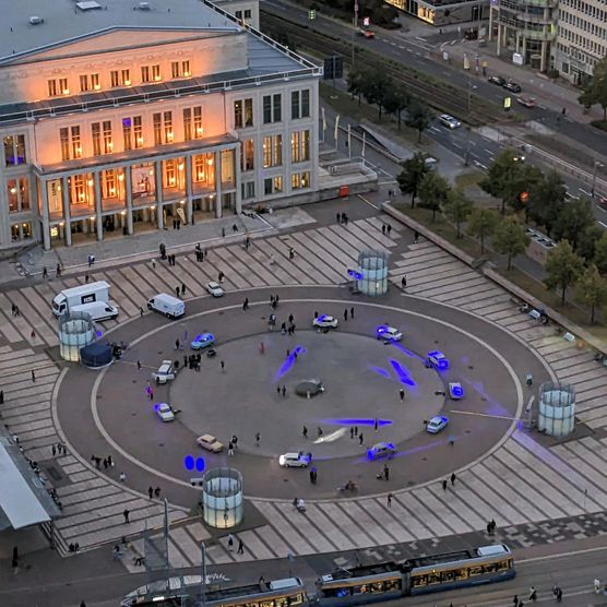 Aufbau Lichtfest 2023: Augustusplatz Leipzig