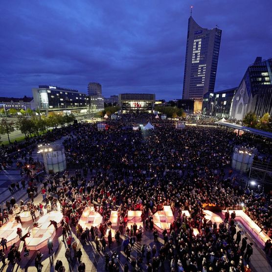 Das Lichtfest Leipzig 2019 feierte am 9. Oktober 2019 30 Jahre Friedliche Revolution