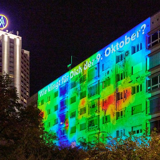 Interaktive, audiovisuelle Installation am Georgiring zum Lichtfest Leipzig 2024