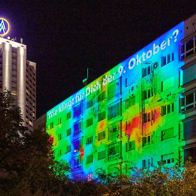Interaktive, audiovisuelle Installation am Georgiring zum Lichtfest Leipzig 2024