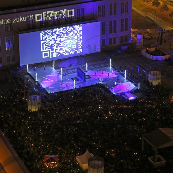 Lichtfest Leipzig 2012: Bick auf den Augustusplatz Leipzig