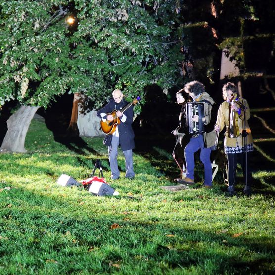 Lichtfest Leipzig 2019: Lichtraum 6 "Für ein offenes Land mit freien Menschen!" im Schillerpark (Lenné-Anlage)
