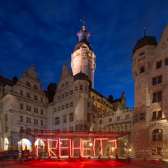 Lichtfest Leipzig 2024: Im Rahmen des Lichtfest XXL war das Projekt "FREIHEIT?" von Loomaland über den 9. Oktober hinaus zu sehen.
