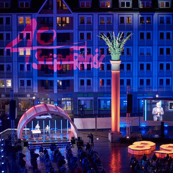 Lichtfest Leipzig 2020 auf dem Nikolaikirchhof