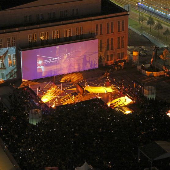 Lichtfest Leipzig 2012: Bick auf den Augustusplatz Leipzig