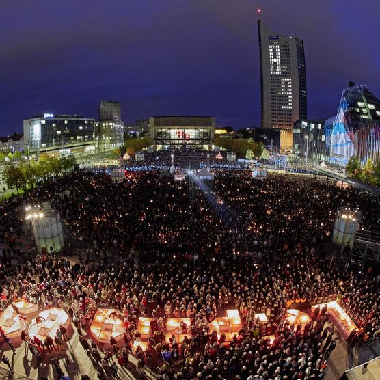 Das Lichtfest Leipzig 2019 feierte am 9. Oktober 2019 30 Jahre Friedliche Revolution