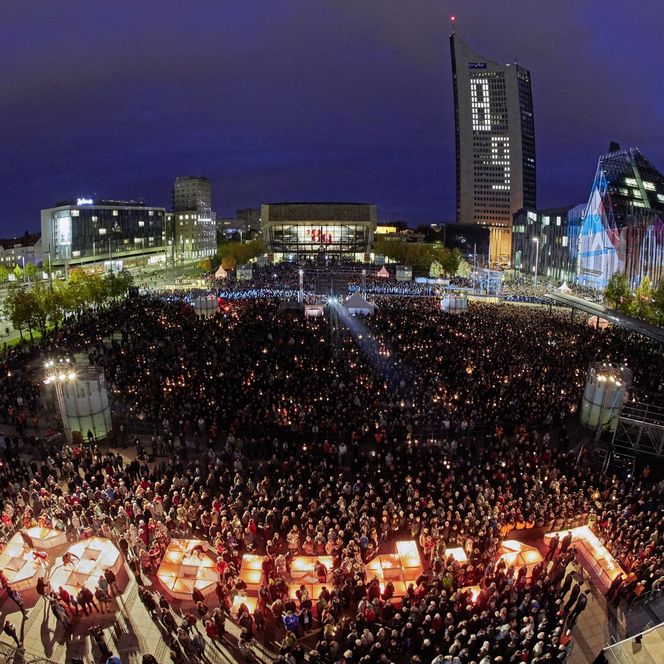 Das Lichtfest Leipzig 2019 feierte am 9. Oktober 2019 30 Jahre Friedliche Revolution
