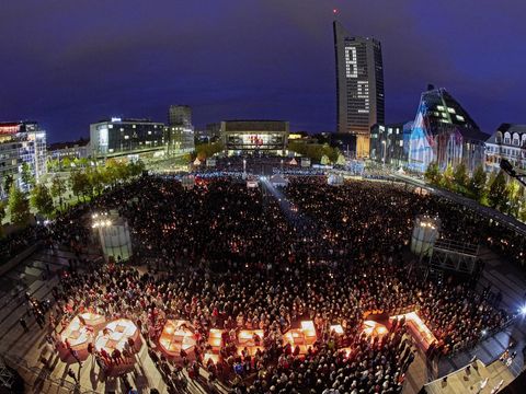 Das Lichtfest Leipzig 2019 feierte am 9. Oktober 2019 30 Jahre Friedliche Revolution