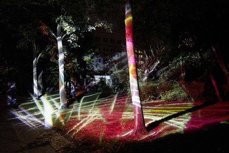Lichtfest Leipzig 2019: Eröffnung Lichtraum 3 "Schließt euch an!" im Park am Schwanenteich