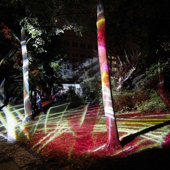 Lichtfest Leipzig 2019: Eröffnung Lichtraum 3 "Schließt euch an!" im Park am Schwanenteich