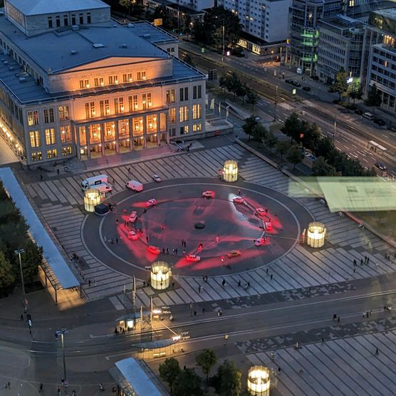 Aufbau Lichtfest 2023: Augustusplatz Leipzig