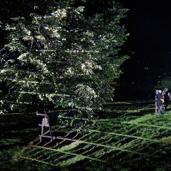 Lichtfest Leipzig 2019: Lichtraum 6 "Für ein offenes Land mit freien Menschen!" im Schillerpark (Lenné-Anlage)
