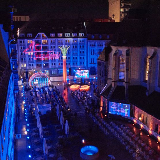 Lichtfest Leipzig 2020 auf dem Nikolaikirchhof