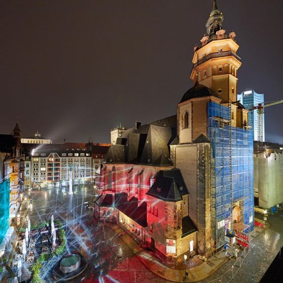 Lichtfest Leipzig 2019: Eröffnung Lichtraum 2: "Wir wollen raus!" – "Wir bleiben hier!"