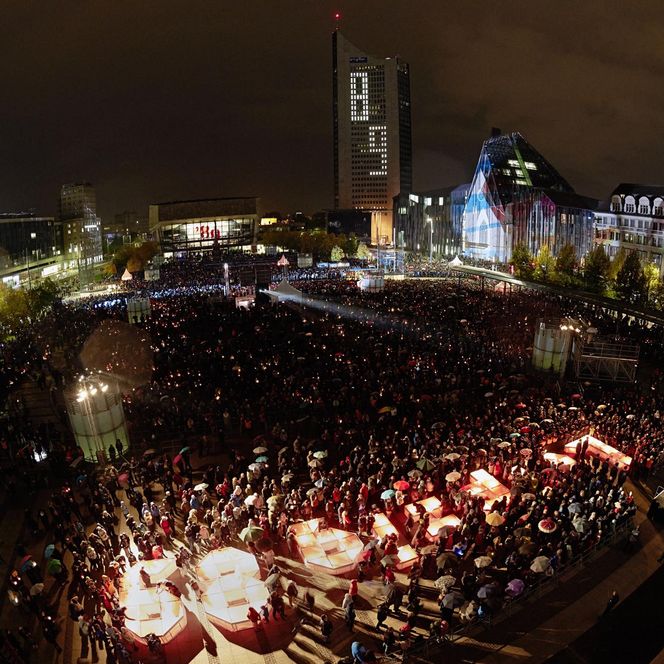 Das Lichtfest Leipzig 2019 feierte am 9. Oktober 2019 30 Jahre Friedliche Revolution